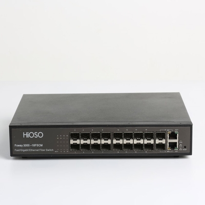 Hioso फाइबर स्विच 16 +2 कॉम्बो अपलिंक AC100V ऑप्टिक स्विच समर्थन वेब Snmp सुरक्षा इलेक्ट्रॉनिक पावर