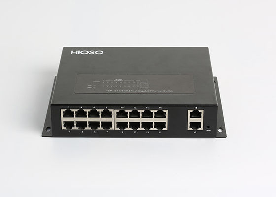 HiOSO 16 100M पोर्ट्स 2 100/1000M Rj45 नेटवर्क स्विच, फाइबर ऑप्टिक केबल स्विच