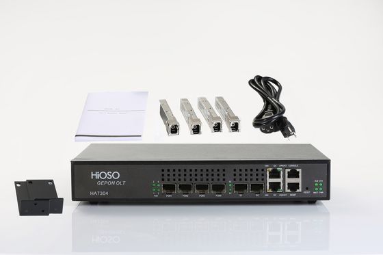 HiOSO HA7304 4 PON OLT AC100-240V मेटल केस पिज्जा बॉक्स EPON OLT HW ZTE ONUS के साथ संगत