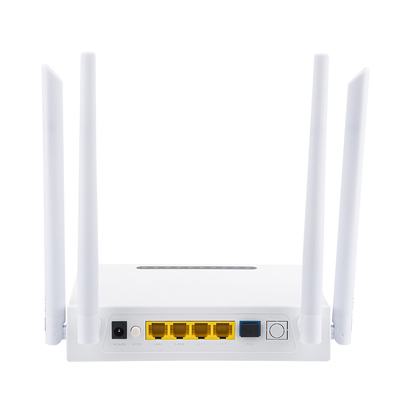 FTTH FTTO समाधान के लिए HiOSO डुअल बैंड ONU 4GE वाईफ़ाई प्लास्टिक आवरण XPON ONU
